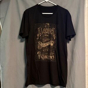 Black Graphic Men’s T-Shirt with Gold Print